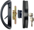 Black Patio Sliding Door Handle Set with Mortise Lock and Keyed