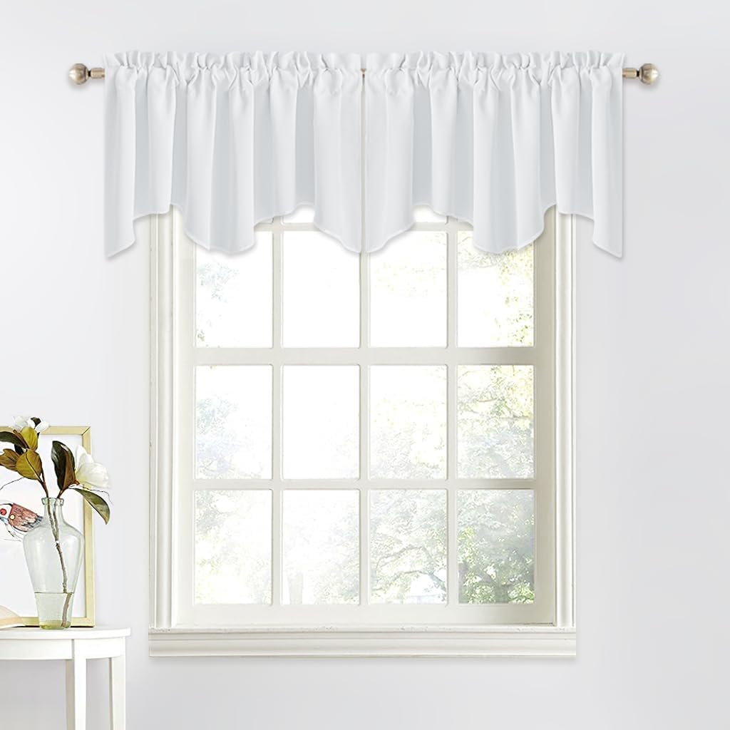 NICETOWN Rod Pocket Valances (Set of 2) - 52x18 inches Durable Curtains for Small Windows