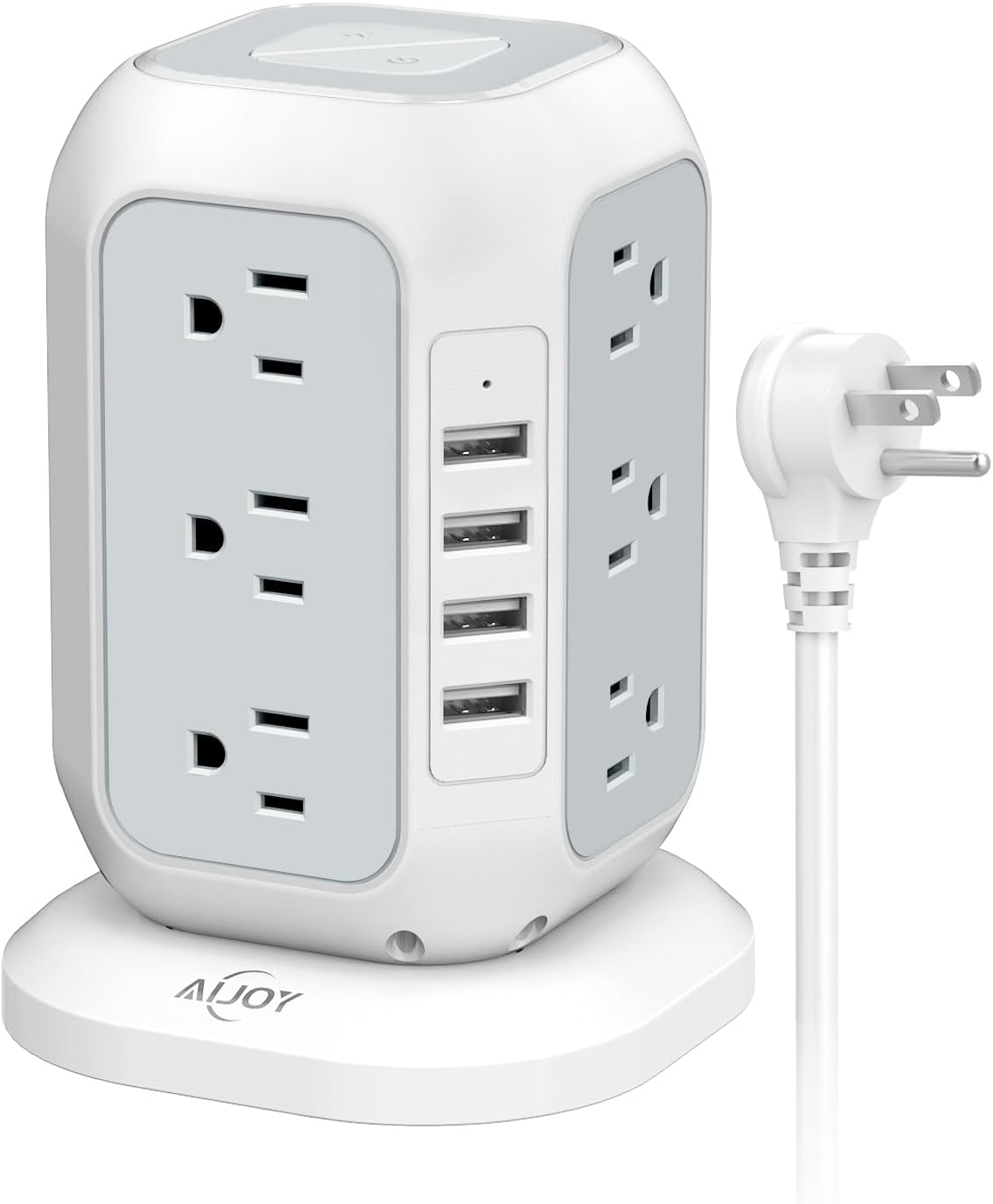 AiJoy Power Strip Tower: 12 Outlets, 4 USB Ports