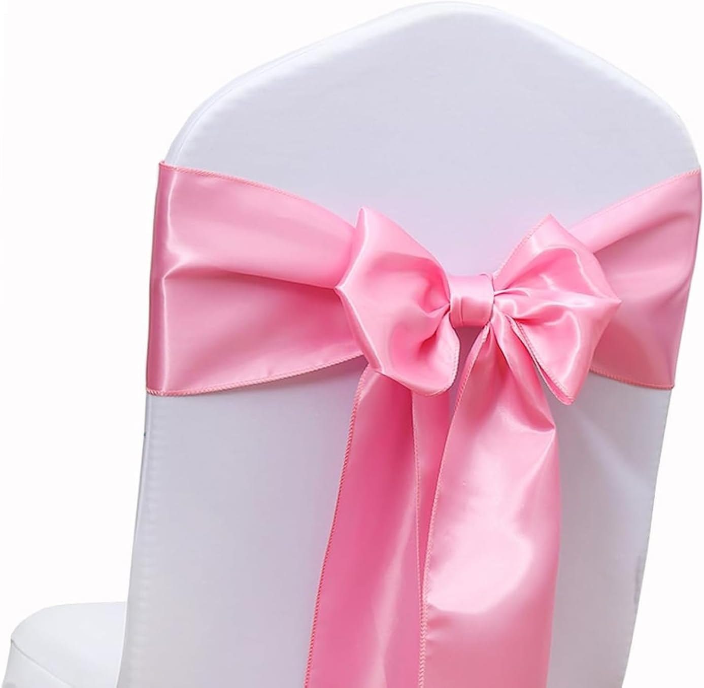 Pink Satin Chair Sashes 50 Pack for Weddings and Parties