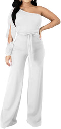 CuteCherry Women Elegant One Sleeve Jumpsuit - Sleek Everyday Style