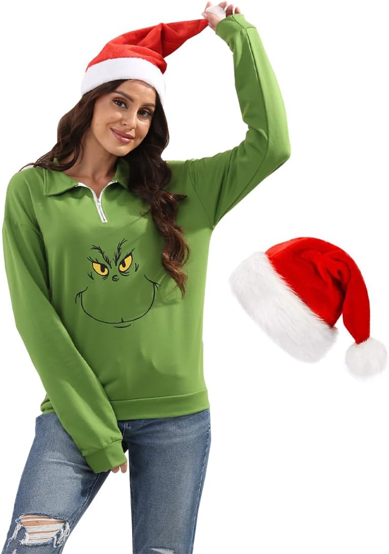AKTOTO Green Monster Christmas Sweatshirt - Festive Fun!