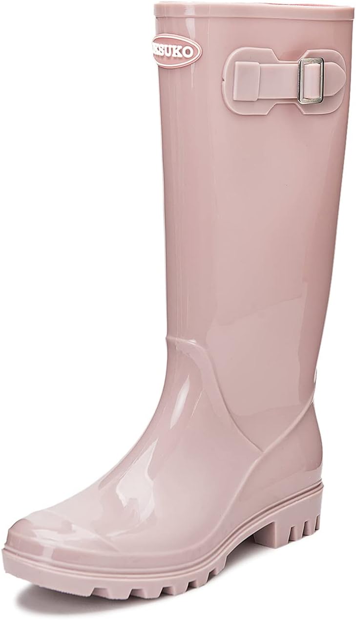 DKSUKO Women's Tall Rain Boots - Waterproof Garden Boots