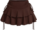 Women's Plus Size High Waisted Bow Knot Layered Y2K Ruffle Skorts