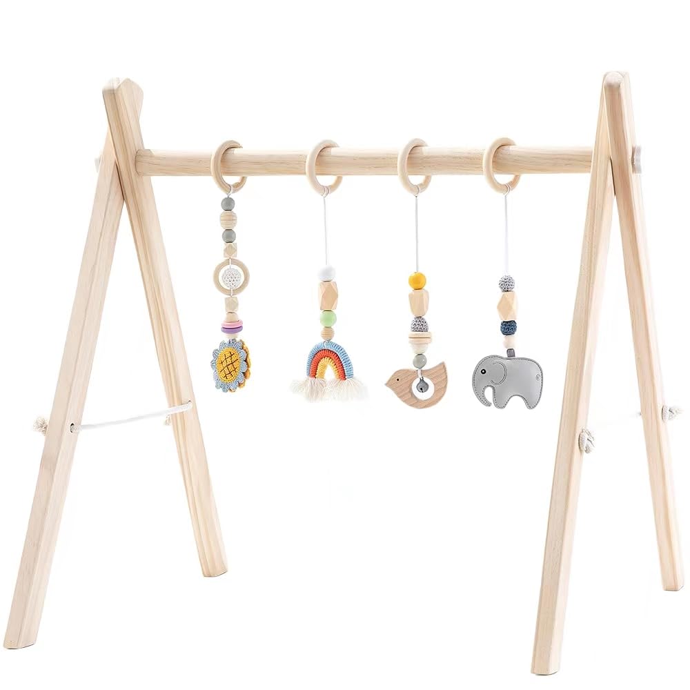 Wooden Baby Play Gym with Natural Pine Wood for Infant Fun
