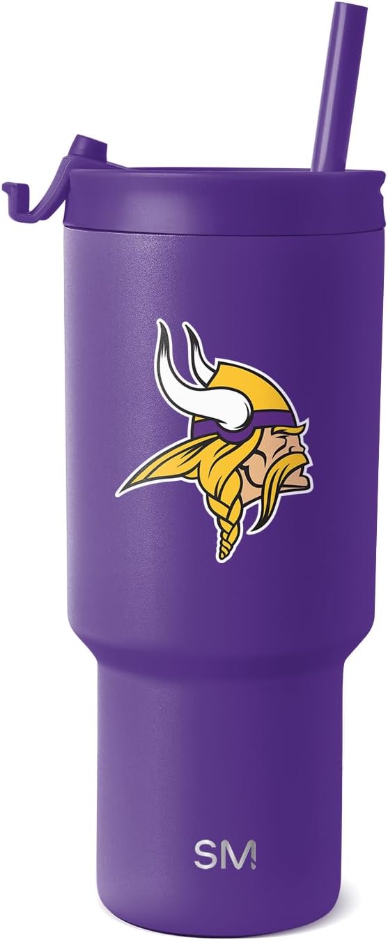 NFL Minnesota Vikings 30 oz Tumbler with Flip Lid and Straws