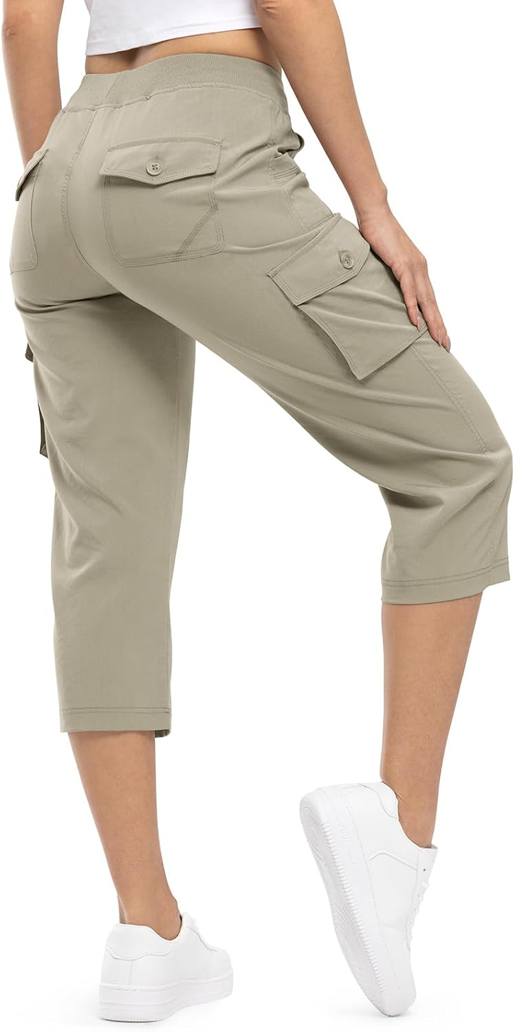 TBMPOY Womens Cargo Capris Lightweight Hiking Pants for Summer