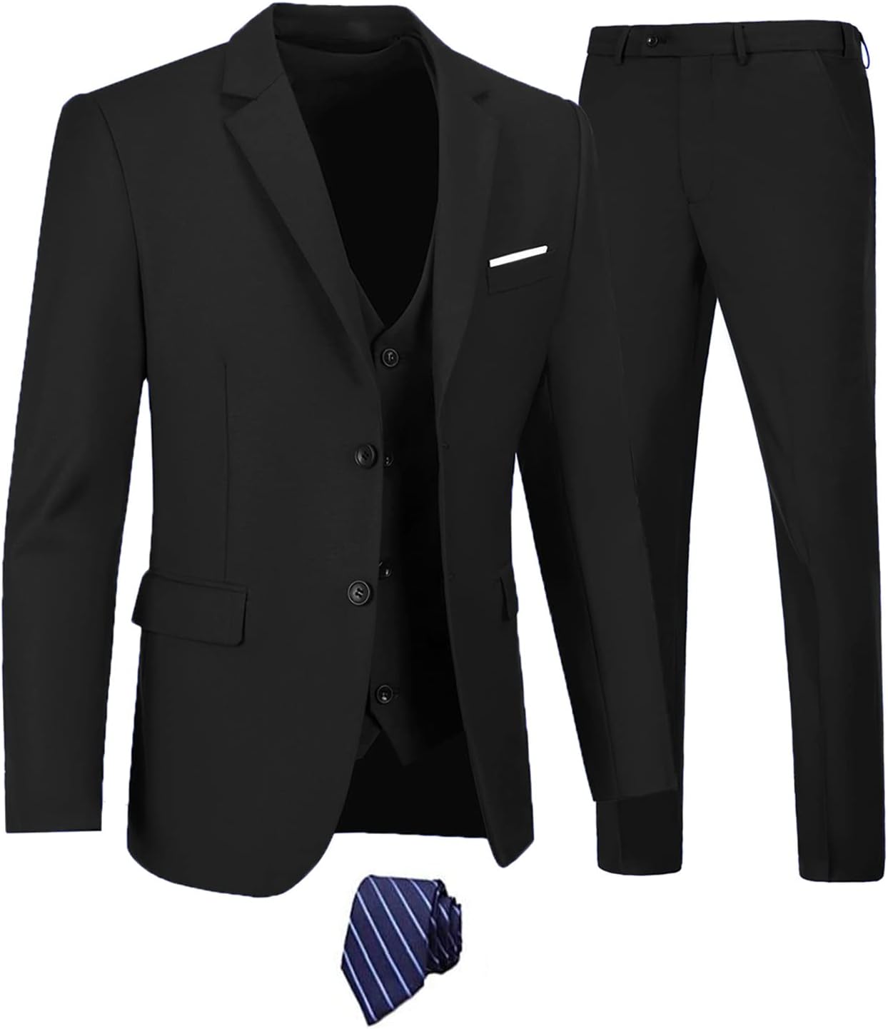 Furuyal Men's Slim Fit 3 Piece Suit Set for Weddings and Business