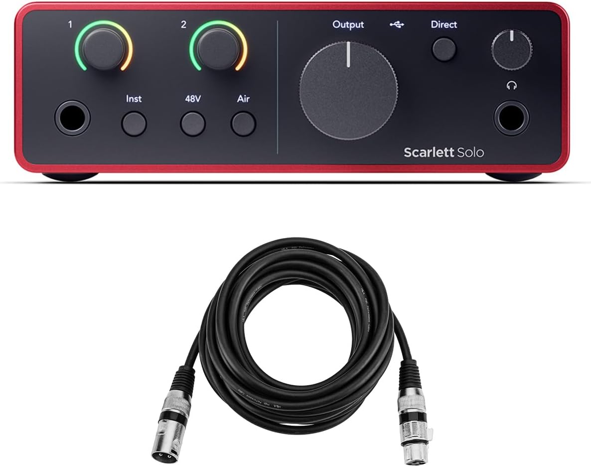 Scarlett Solo 4th Gen USB Audio Interface with XLR Mic Cable