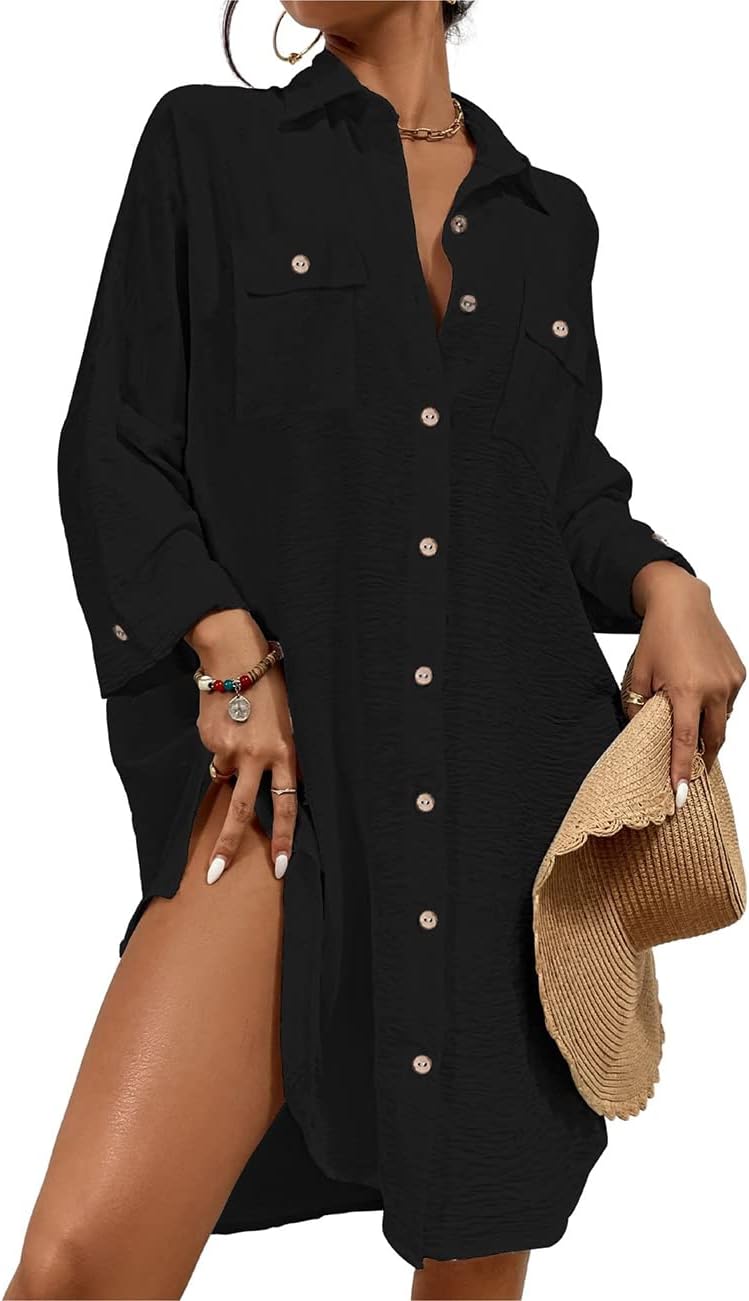 Bsubseach Womens Modern Swimsuit Cover Up Blouse for Beach