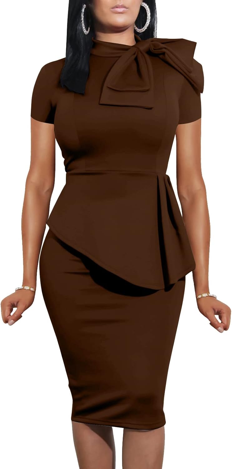 LAGSHIAN Women Fashion Peplum Bodycon Pencil Party Dress Review