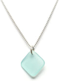 Sea Glass Delicate Diamond Pendant for Women - Sterling Chain Accent
