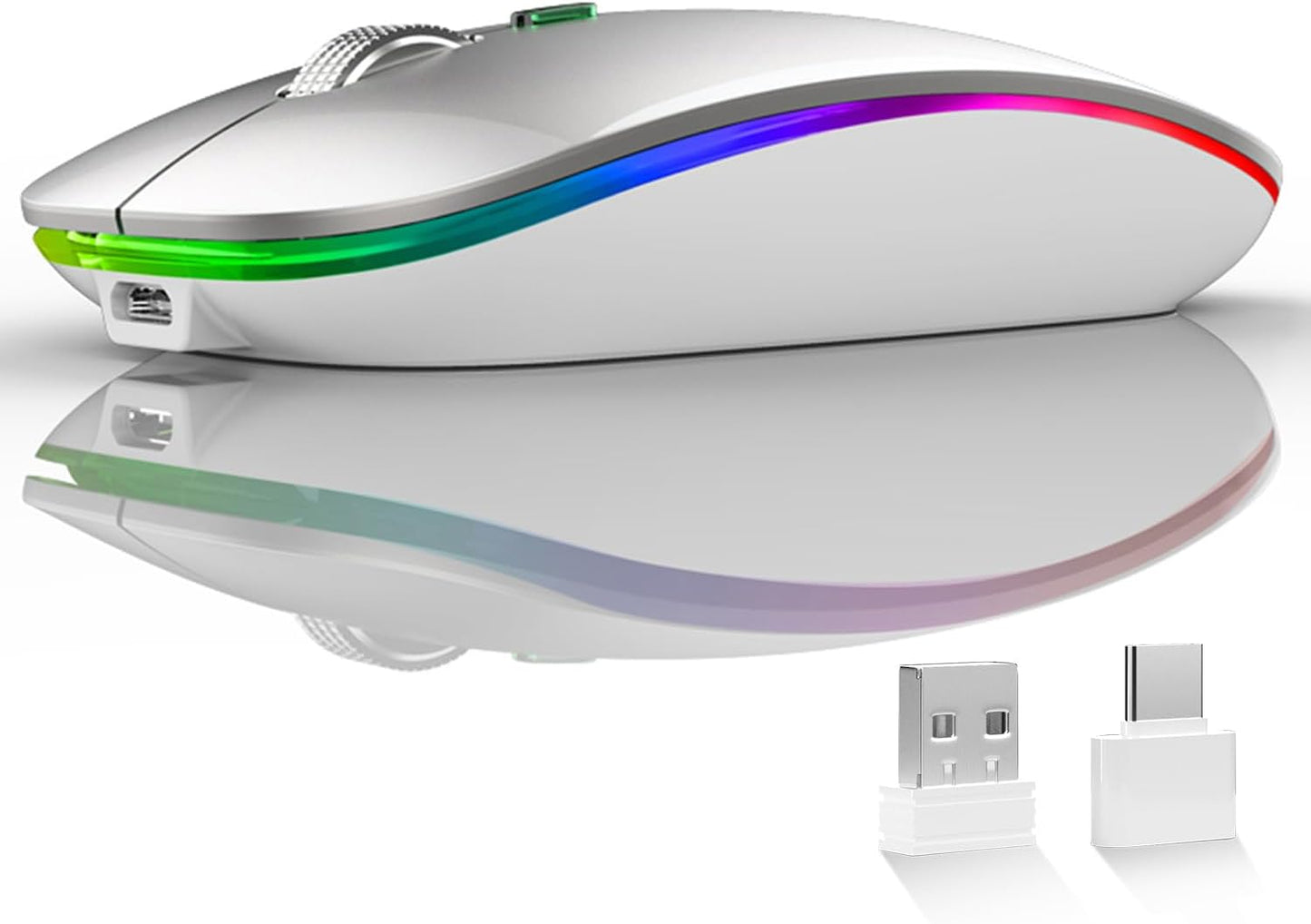 Silent Rechargeable Slim Mouse | USB & Type C Adapter
