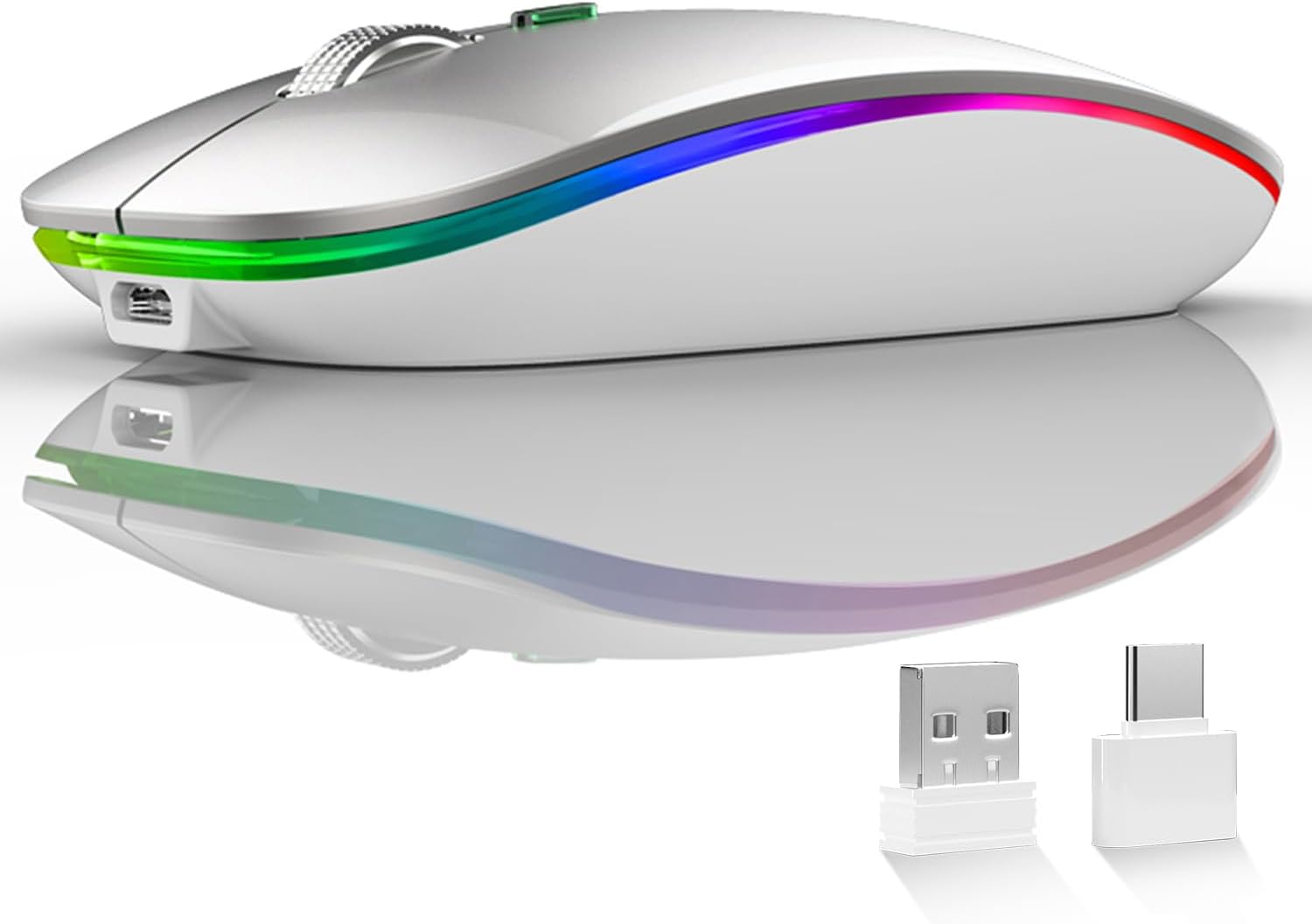 Silent Rechargeable Slim Mouse | USB & Type C Adapter