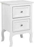 Bonnlo White Nightstand with 2 Drawers for Small Spaces