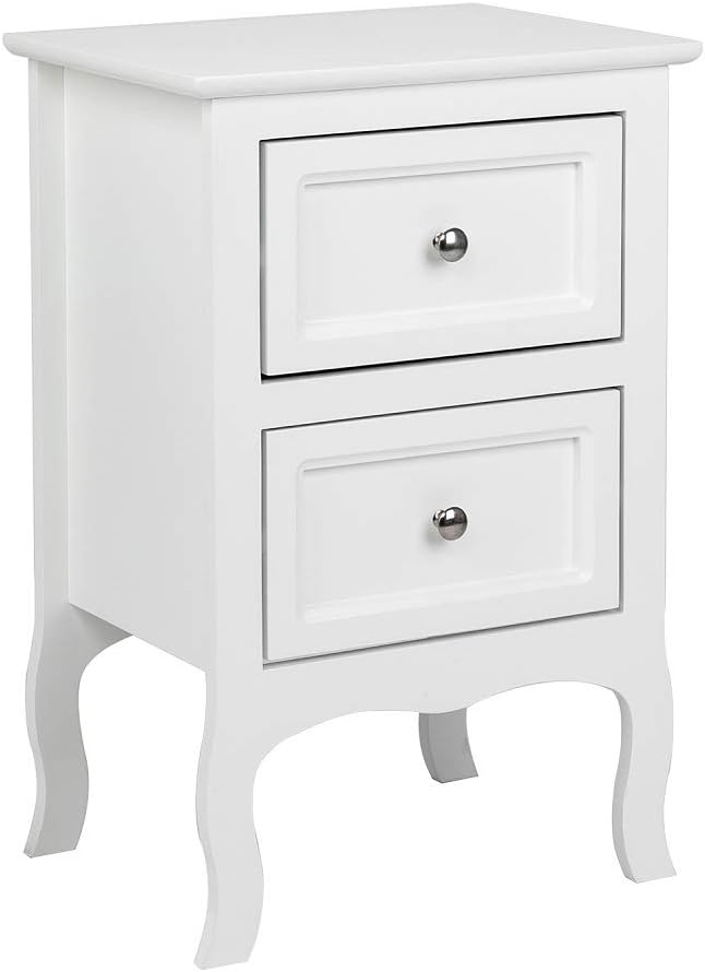 Bonnlo White Nightstand with 2 Drawers for Small Spaces