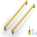 Squre Cabinet Pulls 11-1/3 in Brushed Brass Drawer Handles - Modern