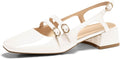 Coutgo Womens Mary Jane Chunky Low Heels Slingback Pumps Patent