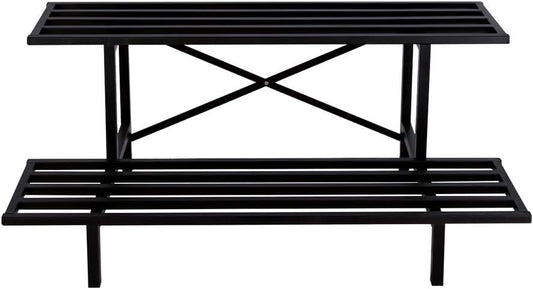 Zhongma 2 Tier Sturdy Metal Plant Stand for Indoor & Outdoor Use