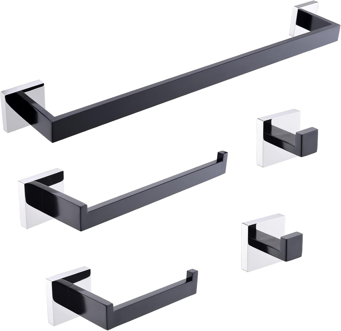TURS 5-Piece Bathroom Hardware Set in Matte Black and Chrome