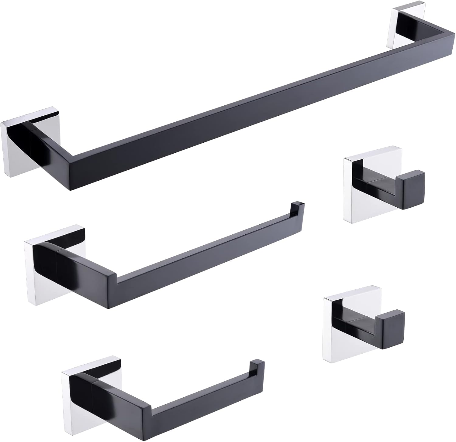 TURS 5-Piece Bathroom Hardware Set in Matte Black and Chrome