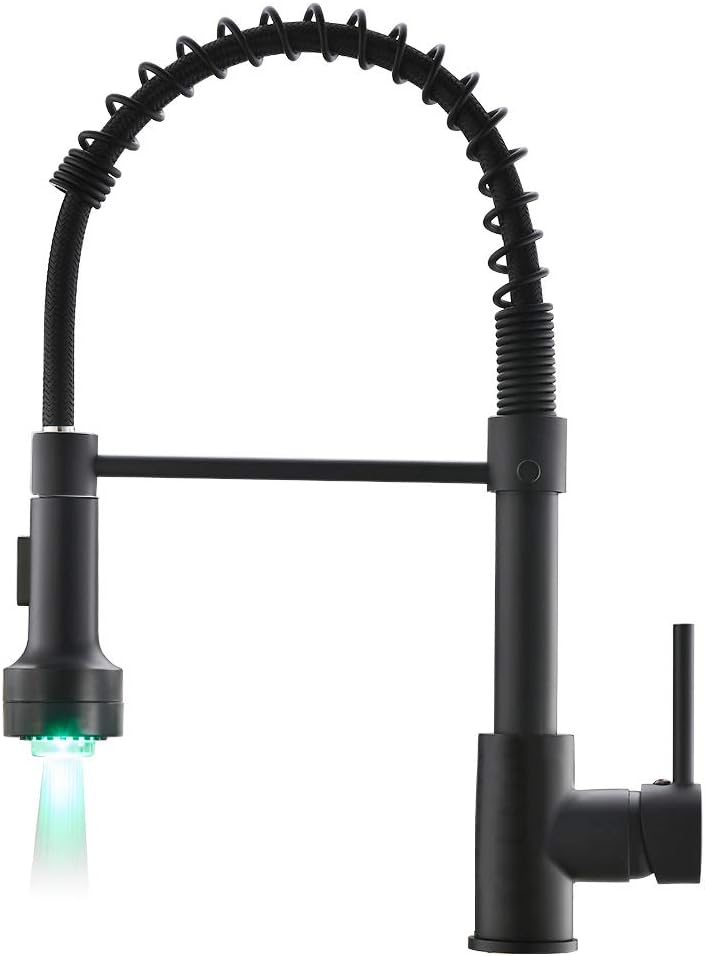 AIMADI Modern Matte Black Kitchen Faucet with LED Light Feature