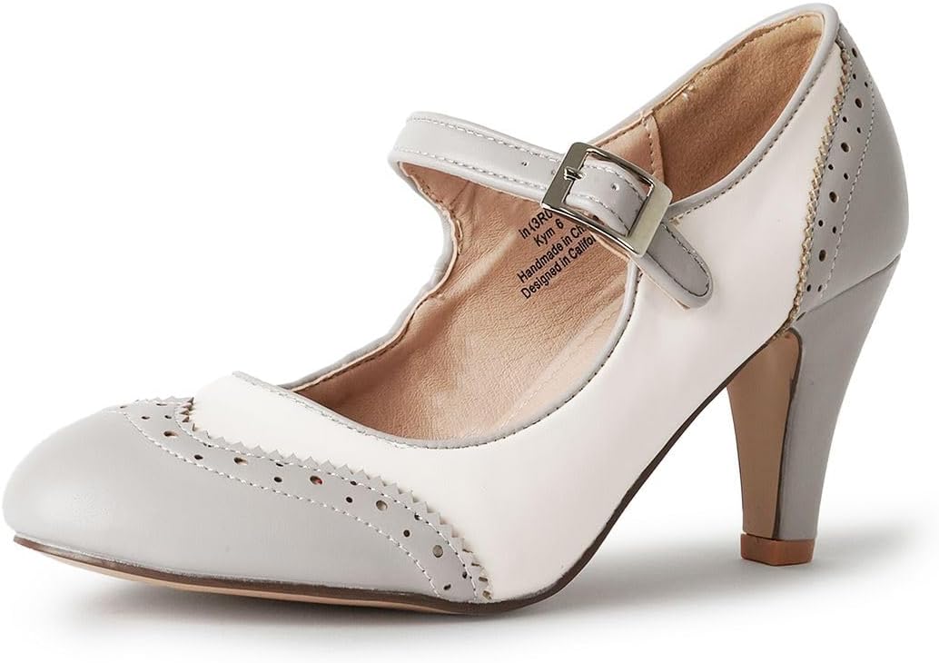 Mary Jane Oxford Pumps - Cute Low Kitten Heels for Women