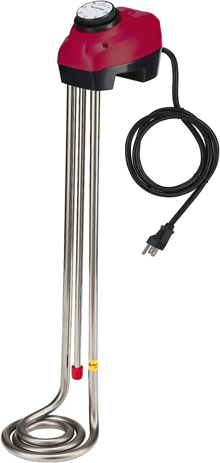KD 1600W Bucket Water Heater: Red, Auto Shutoff, Thermostat, Easy-to-Use