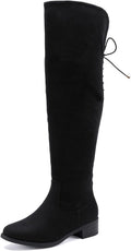 Over The Knee Boots Women Lace Up Side Zip - Comfortable Riding Style