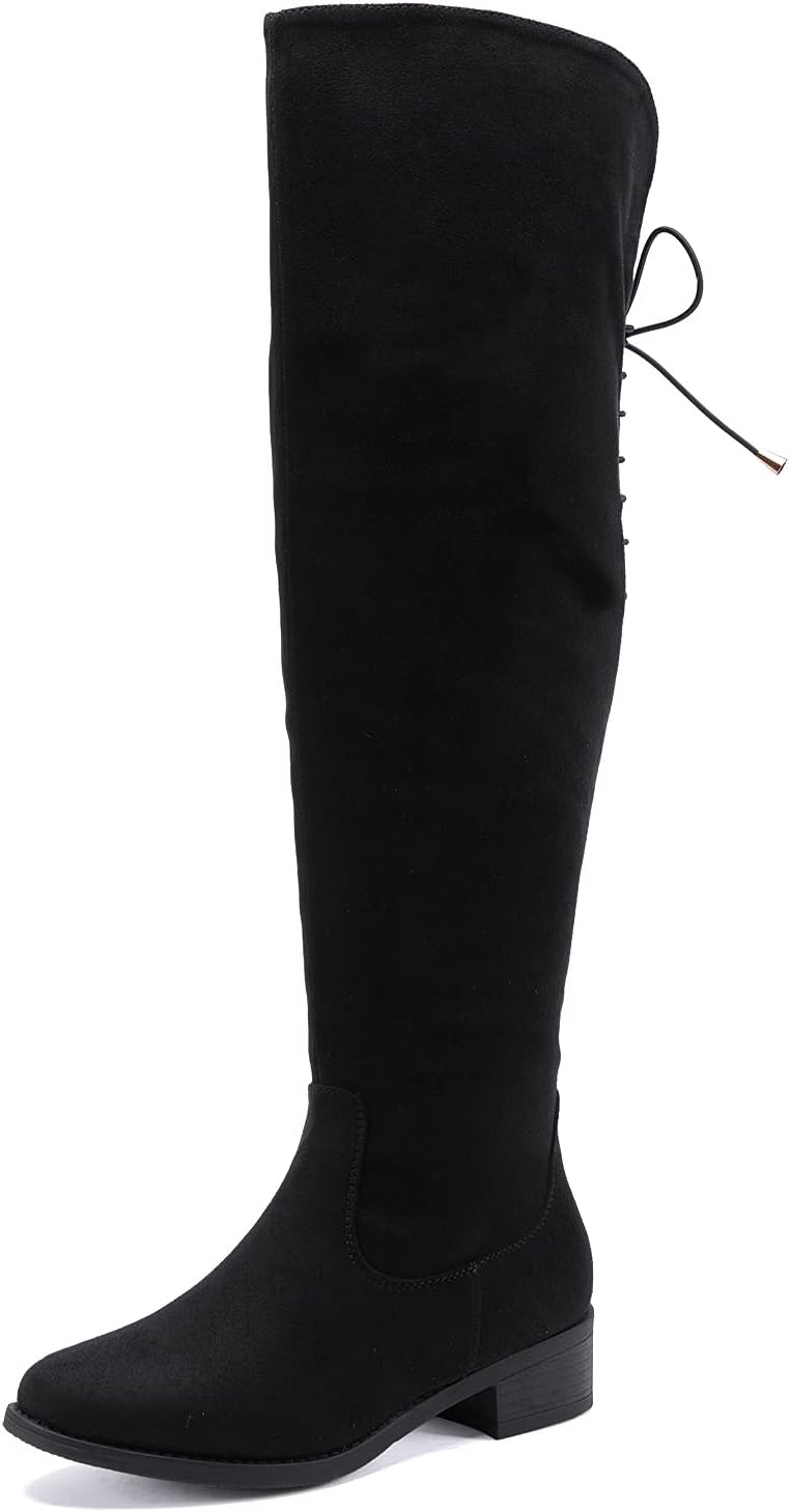 EETTARO Women's Over The Knee Boot Fashion Lace Up Tight High Boots