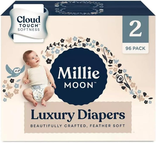 Millie Moon Luxury Diapers - Size 2 (10-18 lbs) - 96 Count