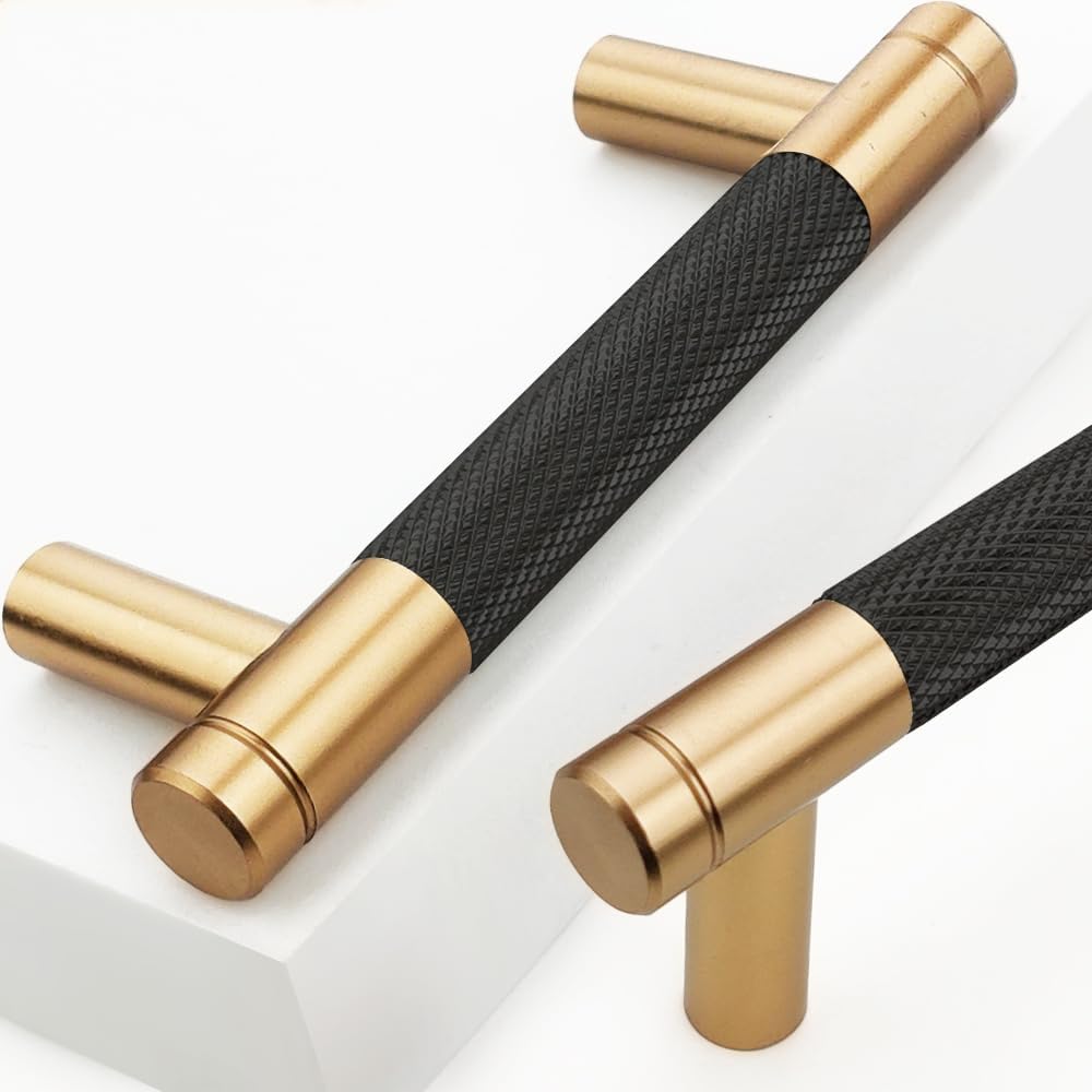 12 Pack 3 Inch Bronze and Black Knurled Cabinet Handles for Style