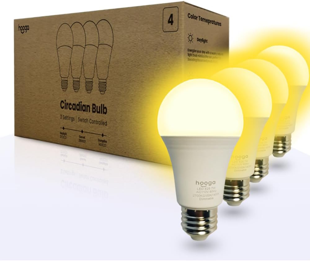 hooga Circadian Rhythm Full Spectrum LED Light Bulb for Sleep