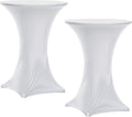 Fitted White Cocktail Table Covers x2 - Stretchy Spandex for Round Tables by Lemecima