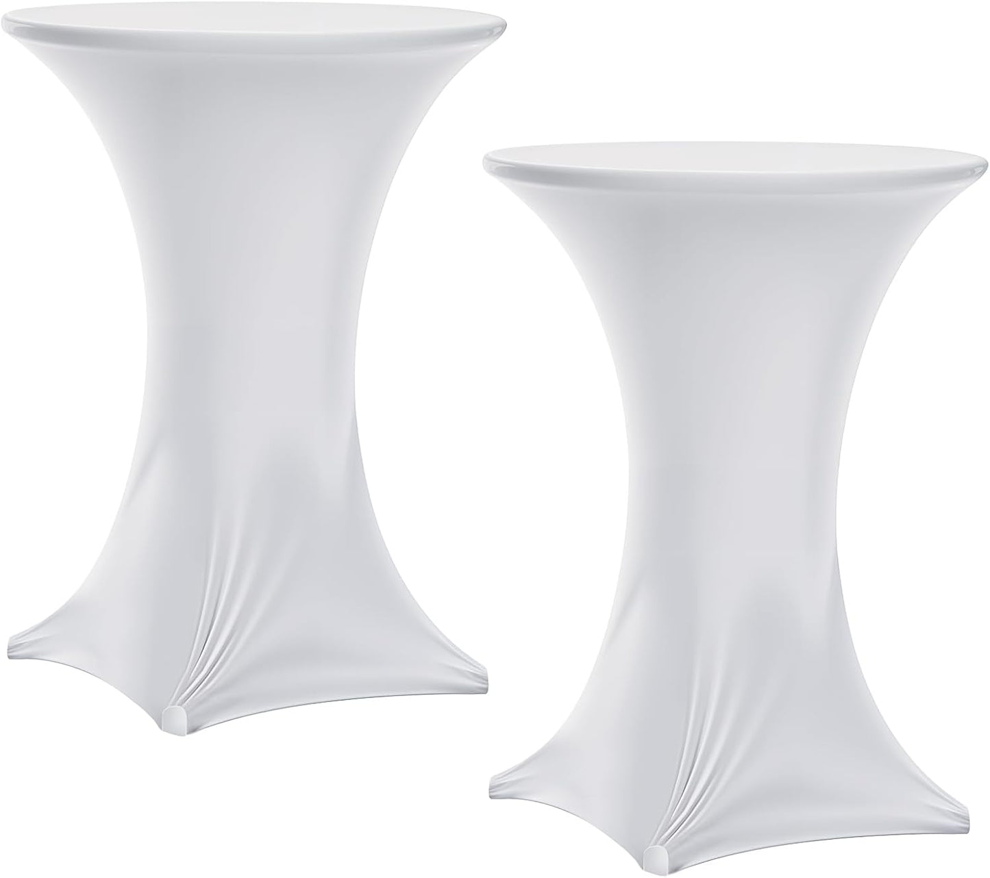 Fitted White Cocktail Table Covers x2 - Stretchy Spandex for Round Tables by Lemecima
