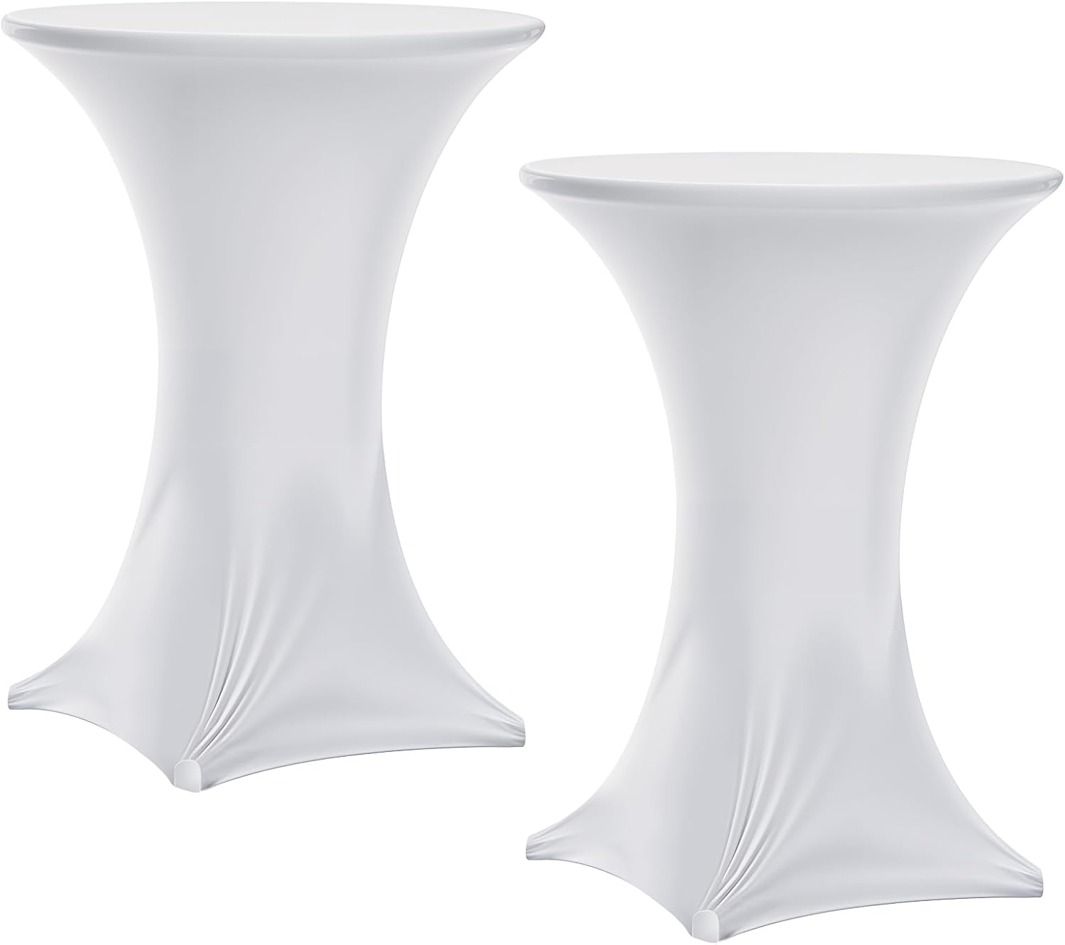 Fitted White Cocktail Table Covers x2 - Stretchy Spandex for Round Tables by Lemecima