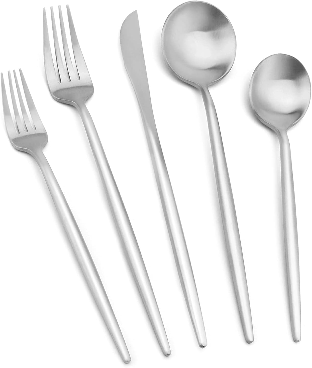 Matte Silverware Set for 4 - 20 Piece Stainless Steel Cutlery