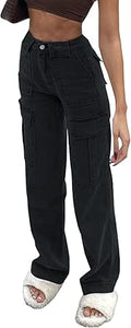 Women Patchwork High Waisted Straight Leg Stretch Denim Jeans - Trendy