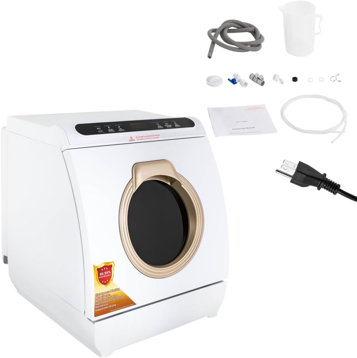 Portable Countertop Dishwasher with 7L Water Tank & 5 Programs