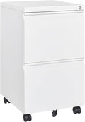 2 Drawer Mobile File Cabinet with Lock - Compact Steel Filing Cabinet