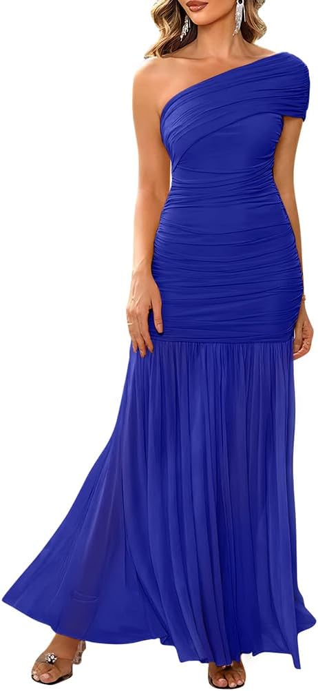 Elegant One Shoulder Maxi Dress for Women - Perfect for Events