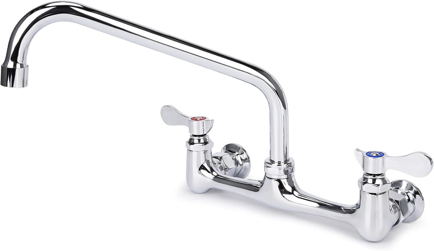 Wall Mount Kitchen Faucet with 10 Inch Swivel Spout for Utility