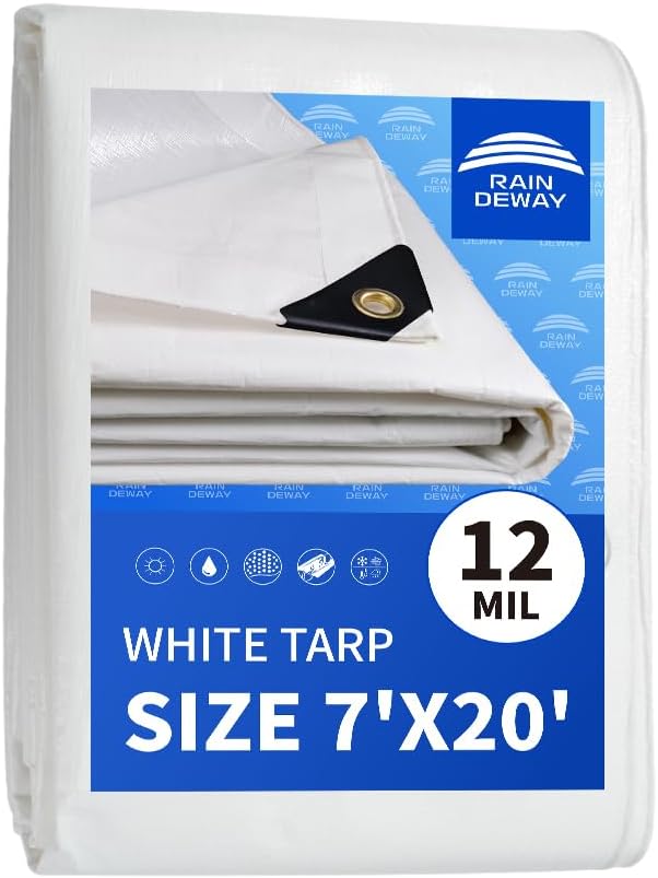 12 Mil Heavy Duty White Tarp for All Weather Protection