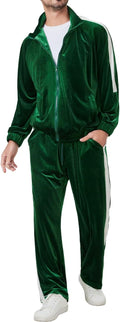 Mens Tracksuit 2 Piece Velour Sweatsuit for Casual Wear