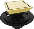 4 Inch Square Shower Drain Gold Floor Drain with Flange - Durable