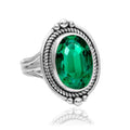 Sterling Silver 925 Emerald Ring for Women - Dainty Bohemian Style