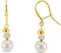 Real stone and freshwater pearl drop earrings - Elegant everyday gift