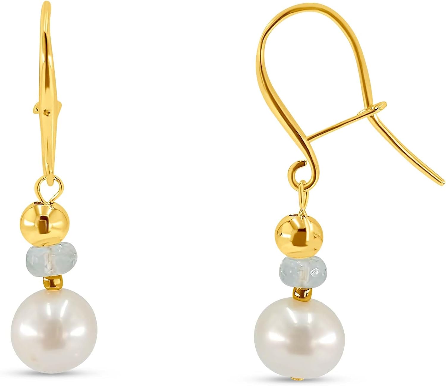 Real Stone and Freshwater Pearl Drop Earrings for Her Gift