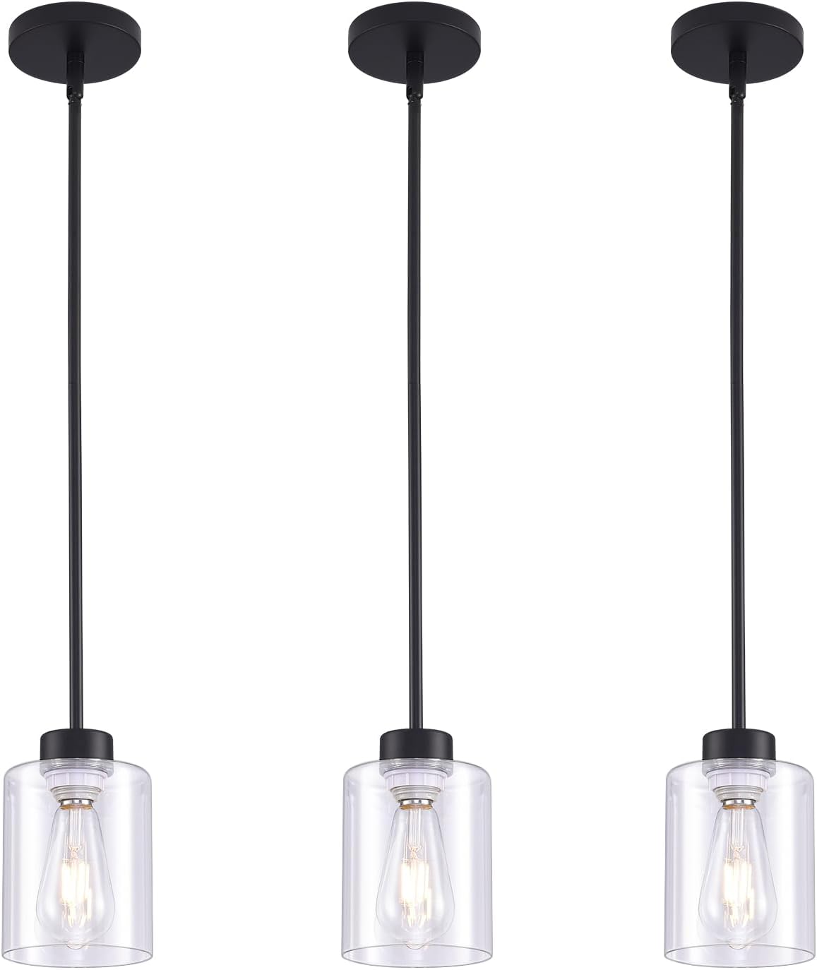 Modern Antique Brass Pendant Lamp with Glass Shade for Home