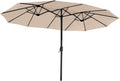 15ft Large Patio Umbrella with Base - Double-Sided Crank Umbrella